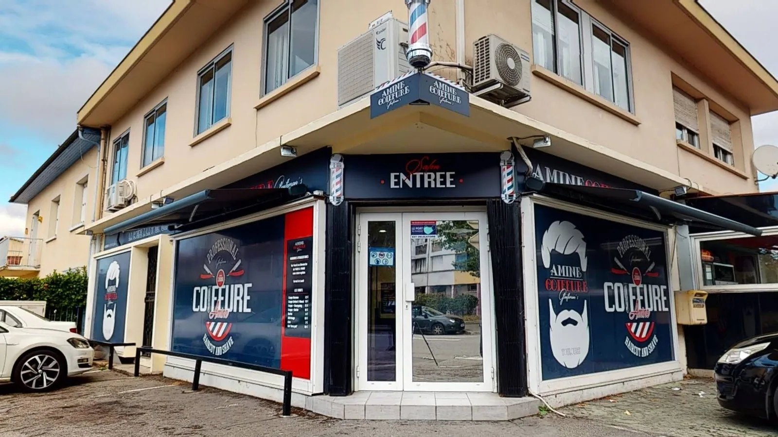 Amine Coiffure vu depuis l'angle de la route de Seysses