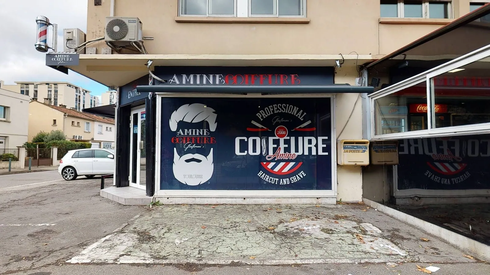 Façade du salon Amine Coiffure route de Seysses